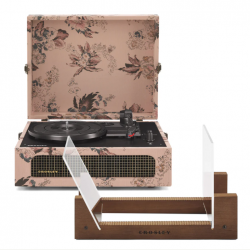 Crosley Voyager Bluetooth Portable Turntable - Floral + Bundled Crosley Record Storage Display Stand CR8017BSS-FL4