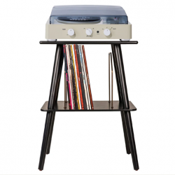 Gadhouse Brad MKII Record Player - Ivory + Entertainment Stand Bundle - Black GAD0103-ST
