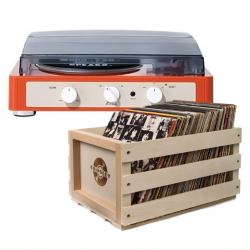 Gadhouse Brad MKII Record Player - Tangerine + Bundled Record Storage Crate GAD0105-BSC