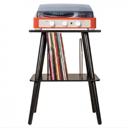 Gadhouse Brad MKII Record Player - Tangerine + Entertainment Stand Bundle - Black GAD0105-ST