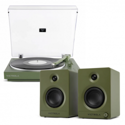 Victrola Automatic Turntable + Victrola Tempo Bookshelf Speakers Bundle - Green VPT-800-GRN-BUN