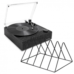 Victrola Eastwood II Turntable - Black + Gadhouse Vinyl Rack Bundle - Black VTR-74-BLK-VR