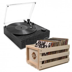 Victrola Eastwood II Turntable - Black + Bundled Record Storage Crate VTA-74-BLK-BSC