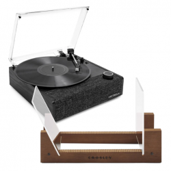 Victrola Eastwood II Turntable - Black + Bundled Crosley Record Storage Display Stand VTA-74-BLK-BSS