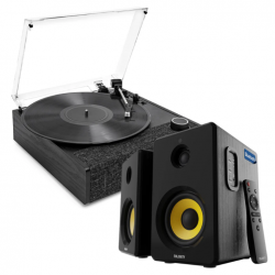 Victrola Eastwood II Turntable - Black + Bundled Majority D40X Bluetooth Speakers VTA-74-BLK-MY
