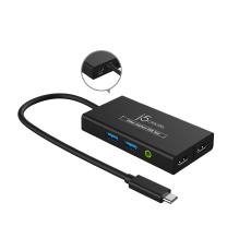 J5create JVA01 Video Capture USB Hub - Designed to function as a USB hub and a UVC capture device - HDMI Capture with Power Delivery + USB-C Hub HDMI JVA01