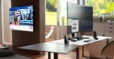 Atdec AWMS-2-BT75 Heavy Duty Dual Vertical Monitor Mount, Grommet Clamp, Black AWMS-2-BT75-G-B