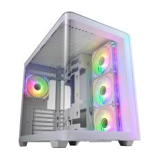 FSP M580 White Gaming ATX Mid-Tower 3D Curved Glass Case, Up to ATX MB Supported, White Case M580-WA