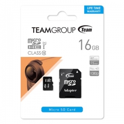 Team Group Micro SDHC 16GB Class10 UHS-I Retail W/1 Adapter TUSDH16GCL10U03