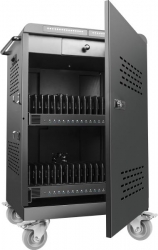 Shintaro 32 ports USB-C charging cart 2000W for NoteBooks and other Devices up to 16" - Black SH-MDUC-C32S