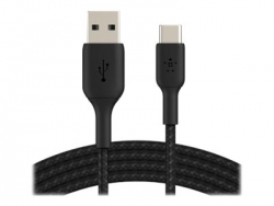 BELKIN 3M BOOSTCHARGE USB-C TO USB-A CHARGE/SYNC CABLE, BRAIDED, BLACK, 2 YR WTY CAB002BT3MBK