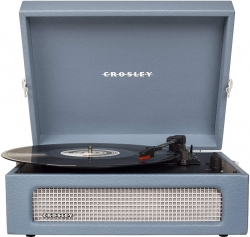 Crosley Voyager Bluetooth Portable Turntable - Washed Blue + Bundled Record Storage Crate