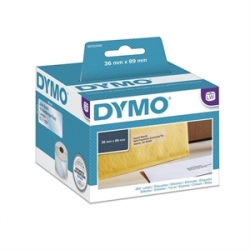 Dymo 99013 Address Label - 36 mm Width x 89 mm Length - Permanent Adhesive - Rectangle - Black, Transparent - Plastic - 260 / Roll - 260 Total Label(s) - 1