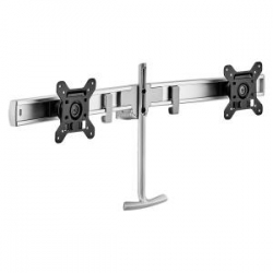 Atdec AWM DUAL MONITOR RAIL - SILVER - BUILT-IN ARM ROTATION LIMITER - QUICK DISPLAY RELEASE AWM-LR-S