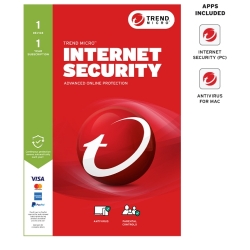 Trend Micro Internet Security - 1 Device - 1 Year Subscription - Mac & PC - Auto Renewal - For Individual Resale - Ransomware Protection - Pay Guard - System Optimizer - Social Media Protection TICIWWMFXSCWEW
