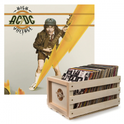 Crosley Record Storage Crate AC/DC High Voltage Vinyl Album Bundle (SM-5107591-B)