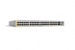 Allied Telesis 48-port PoE+ 10/100/1000T stackable L3 switch with 4 x SFP+ ports and 2 fixed power supplies, AU Power Cord.