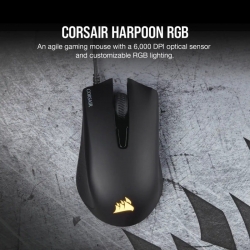 Corsair Wired Gaming Mouse: Harpoon RGB Gaming Mouse 6000 DPI, CUE 2.0 RGB, 6 Programmable Buttons, USB Wired Harpoon RGB