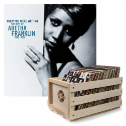 Crosley Record Storage Crate Aretha Franklin Knew You Were Waitin the Best Of Aretha Franklin 1980-2014 Vinyl Album Bundle SM-19439865191-B