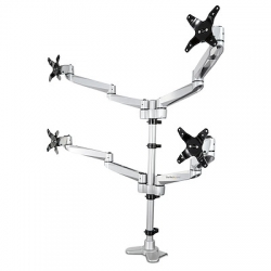 STARTECH.COM QUAD MONITOR DESK MOUNT, UP TO 27", ARTICULATING, H/ADJ, PREMIUM, VESA, 10YR ARMQUADPS