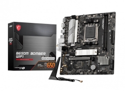 MSI B650M BOMBER WIFIB650M m-ATX Motherboard: AM5 Socket For AMD Ryzen 7000/8000 Series Processors2x DDR5, 4x SATA 6Gb/s, PCIe 4.0, 2x M.2 Gen4, USB 3.2, 2.5G LAN, Wi-Fi 6E + Bluetooth 5.3, Realtek ALC897 7.1 Audio, HDMI/DP