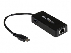 STARTECH.COM USB-C TO GIGABIT ETHERNET ADAPTER, USB3.0(1), TB3 COMPATIBLE, BLACK, 2YR (US1GC301AU)