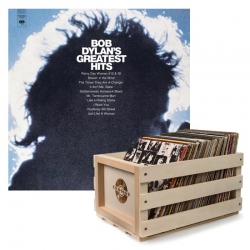 Crosley Record Storage Crate & Bob Dylan Greatest Hits Vinyl Album Bundle SM-88985455611-B