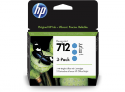 HP 712 3-PACK 29ML CYAN DESIGNJET INK CARTRIDGE - T230/T250/T650/STUDIO 3ED77A