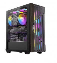 Okinos CYPRESS 5 ARGBMid-Tower Case: OKINOS Cypress 5 ARGB Oak Wood4x 120mm ARGB Fans, 2x USB 3.0 + 1x USB Type-C (10GBps), 1x Microphone Jack, 1x Headphones Jack, Tempered Glass Side Panel, Supports: ATX/m-ATX/mini-ITX