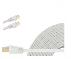 Edimax 1m White 40GbE Shielded CAT8 Network Cable - Flat 100% Oxygen-Free BAre Copper Core, Alum-Foil Shielding, Grounding Wire, Gold Plated RJ45 (EA8-010SFW)