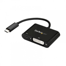 STARTECH.COM USB C TO DVI ADAPTER CONVERTER W/ 60W PD PASS-THROUGH - BLACK 3 YR CDP2DVIUCP