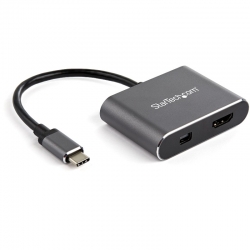 Startech USB C Multiport Video Adapter - 4K 60Hz USB-C to HDMI 2.0 or Mini DisplayPort 1.2 Monitor Adapter ( CDP2HDMDP)