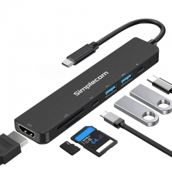 Simplecom USB Type-C 7-in-1 Multiport Adapter USB Hub, HDMI, Card Reader, PD CH547