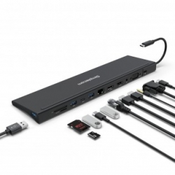Simplecom CHN622 USB-C 12-in-1 Multiport Docking Station Laptop Stand Dual HDMI + VGA Triple Display Gigabit LAN  CHN622