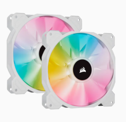 Corsair White SP140 RGB ELITE, 140mm RGB LED Fan with AirGuide, Dual Pack with Lighting Node CORE CO-9050139-WW