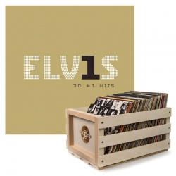 Crosley Record Storage Crate Elvis Presley Elvis 30 #1 Hits Vinyl Album Bundle