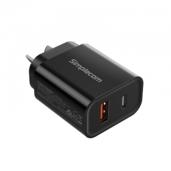 Simplecom Dual Port PD 20W Fast Wall Charger USB-C + USB-A for Phone Tablet CU220