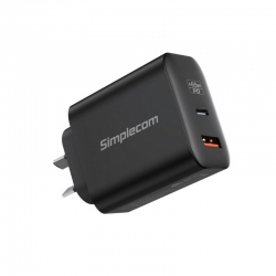 Simplecom Dual Port PD 65W GaN Fast Wall Charger USB-C + USB-A for Phone/ Laptop CU265