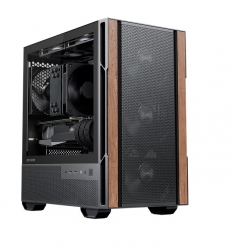 Okinos CYPRESS 3 WOODMini-Tower Case: OKINOS Cypress 3 Wallnut Wood4x 120mm Fans, 2x USB 3.0 + 1x USB Type-C (10GBps), 1x Microphone/ Headphones Jack, Tempered Glass Side Panel, Supports: m-ATX/mini-ITX