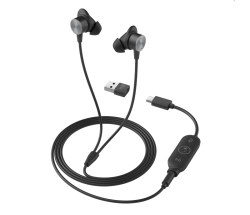Logitech Zone Wired Earbud Stereo Earset - Graphite - Binaural - In-ear - 16 Ohm - 20 Hz to 16 kHz - 145 cm Cable - 981-001094