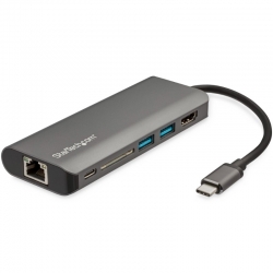 STARTECH USB-C (THUNDERBOLT3) ADAPTER, USB(2), HDMI, RJ45, SD, 4K, 60W USB-C PD, 3YR (DKT30CSDHPD3)