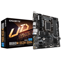 Gigabyte B660M-DS3H DDR4MB B660 m-ATX: Socket 1700 For Intel 12th Gen. Processors4x DDR4, 4x SATA 6Gb/s, 2x M.2, USB 3.2, 2.5G LAN, PCI-E 4.0, Realtek Audio, HDMI/2xDP/D-Sub, 24.4x24.4 cm