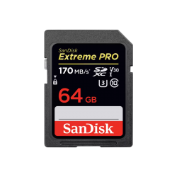 SanDisk 64GB Extreme PRO Memory Card 170MB/s Full HD & 4K UHD Class 30 Speed Shock Proof Temperature Proof Water Proof X-ray Proof Digital Camera (SDSDXXY-064G-GN4IN)