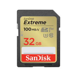 SanDisk Extreme SDHC, SDXVT 32GB, V30, U3, C10, UHS-I, 100MB/s R, 60MB/s W, 4x6, Lifetime Limited SDSDXVT-032G-GNCIN