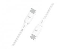 BELKIN BOOSTCHARGE 2M USB-C TO USB-C 2.0 BRAIDED CABLE 100W, WHITE, 2 YRS CAB014BT2MWH