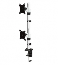 Vision Mounts VM-FE120D Adjustable Dual Monitor Vertical Mount, 15"-27", 8kg, Tilt -20°~+20°, Swivel 180°, Rotation 360°, VESA 75/100