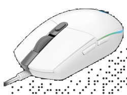 Logitech Wired Gaming Mouse: Lightsync G203 White200-8000 DPI, LIGHTSYNC RGB, 6 Programmable Buttons, USB Wired