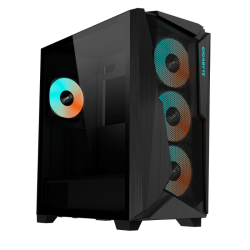 GIGABYTE C301 MID ATX TOWER PC CASE, RGB, USB-C, USB 3.1 GEN 2, GLASS SIDE PANEL, BLACK GB-C301G