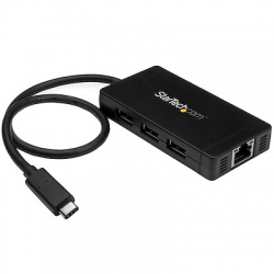 STARTECH 3 PORT USB-C HUB, USB-C(1), USB(3), RJ45, 2YR (HB30C3A1GE)