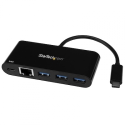 STARTECH.COM 3 PORT USB-C HUB, USB-C(1), USB(3), RJ45, 60W PD, 2YR HB30C3AGEPD